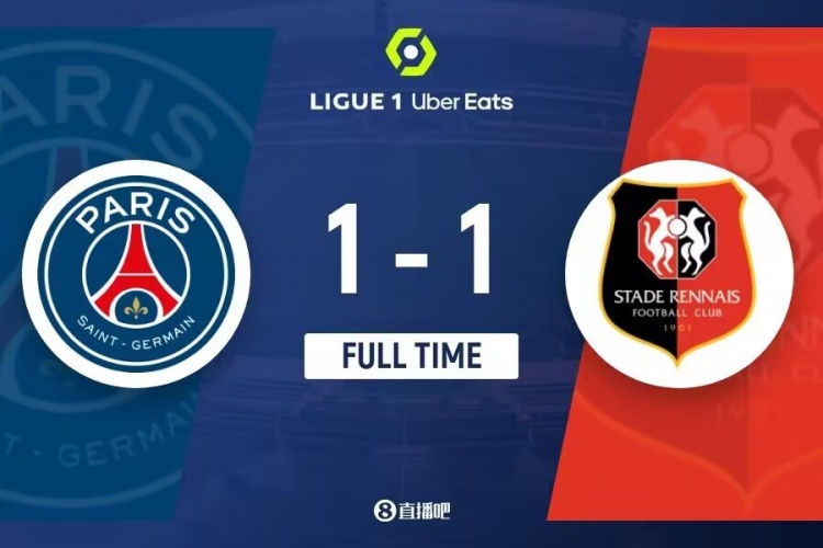 法甲-巴黎1-1雷恩11分領(lǐng)跑 G-拉莫斯讀秒點射絕平曼丹達(dá)黃點套餐