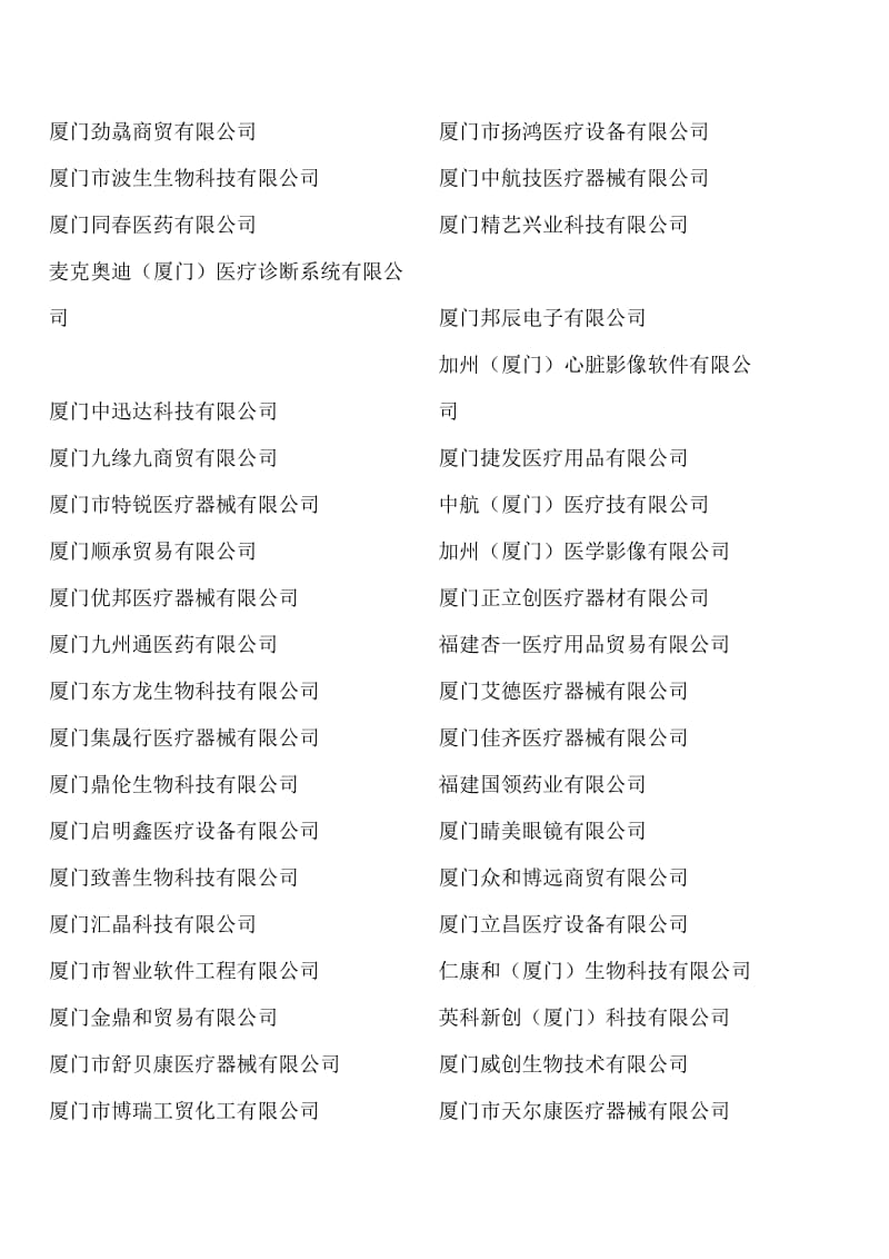 廈門市最新醫療器械經銷商目錄.doc